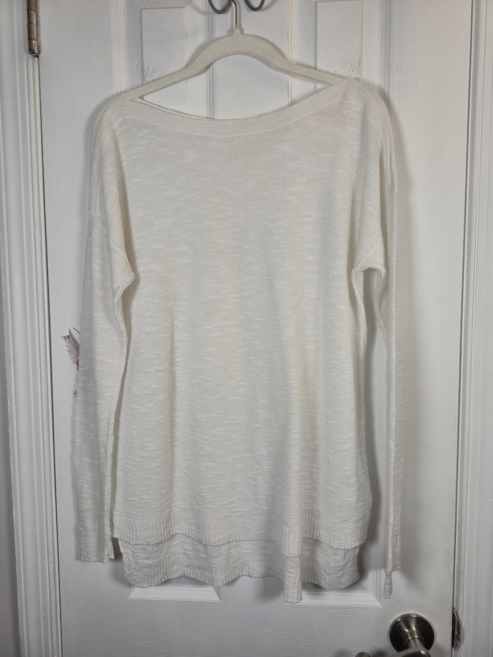 EILEEN FISHER Organic Linen Cotton Open Knit Boat Neck Sweater Ivory S